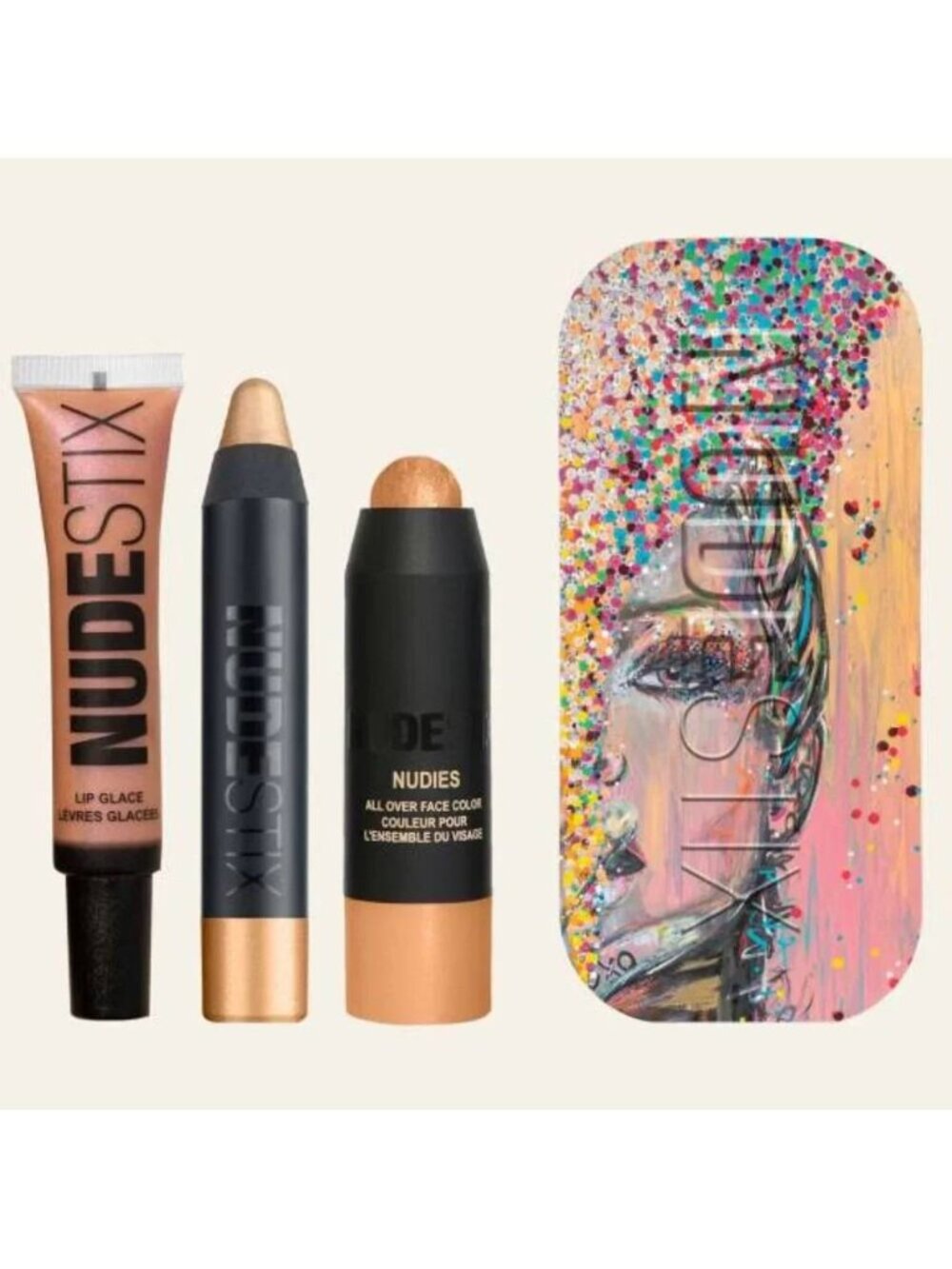 Nudestix Mini NudeGold Glam 3Pc eye and lip palette Kit